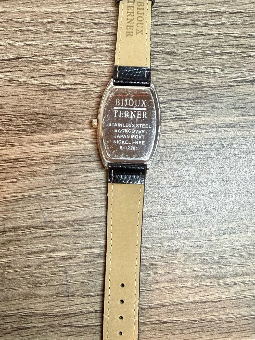 Bijoux Terner Black Leather Strap Silver-Tone Case Men's Watch